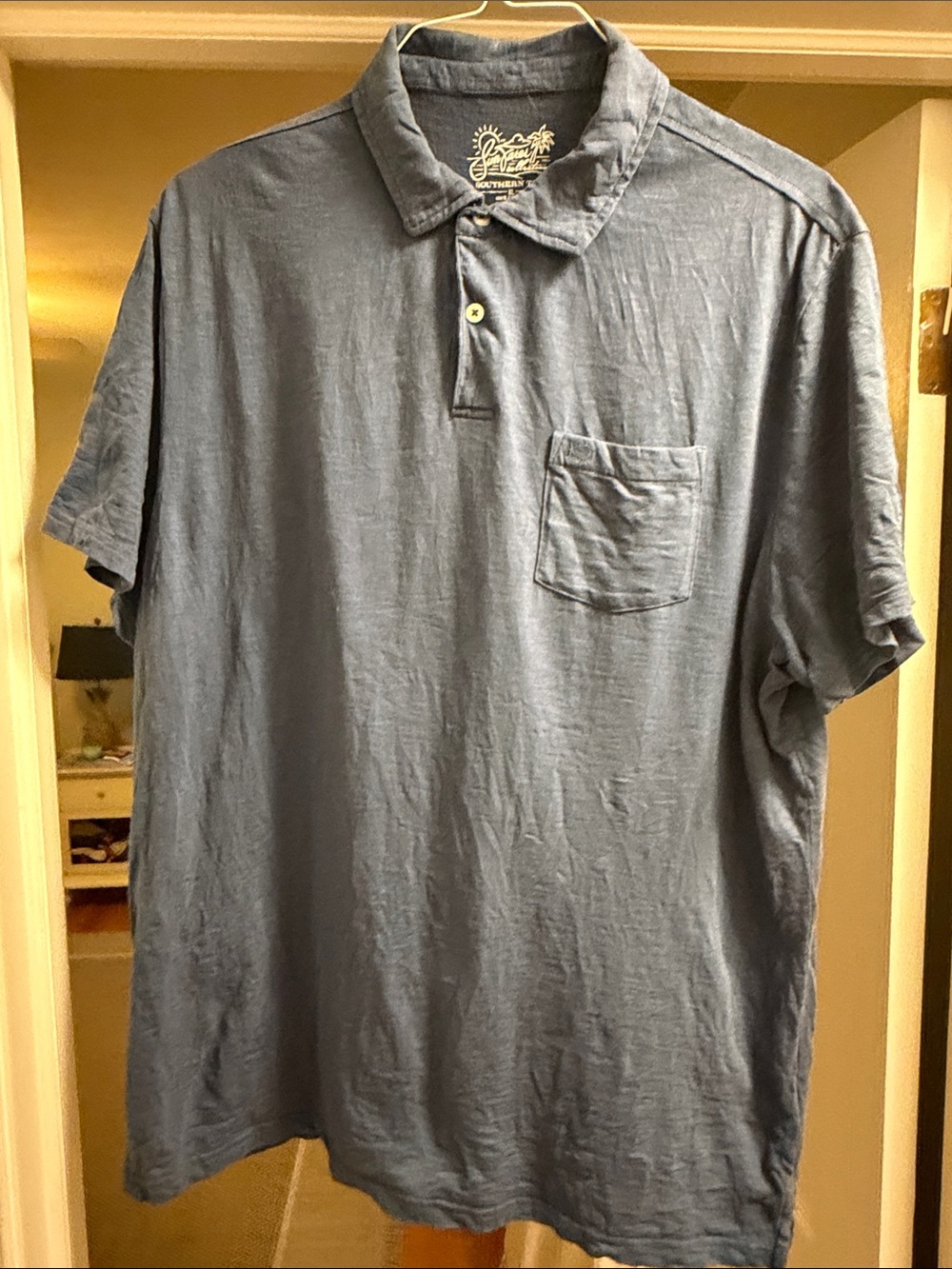 Southern Tide Slate Blue Short-Sleeve Polo with Chest Pocket